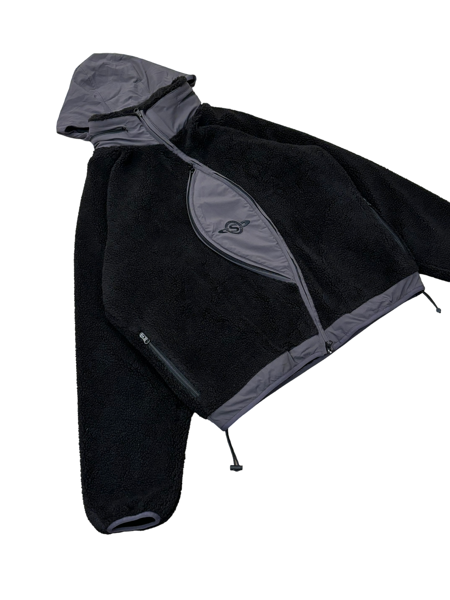 Curved Zip Fleece Jacket Midnight