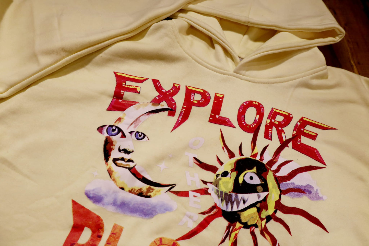 Explore Other Planets Hoodie Cream